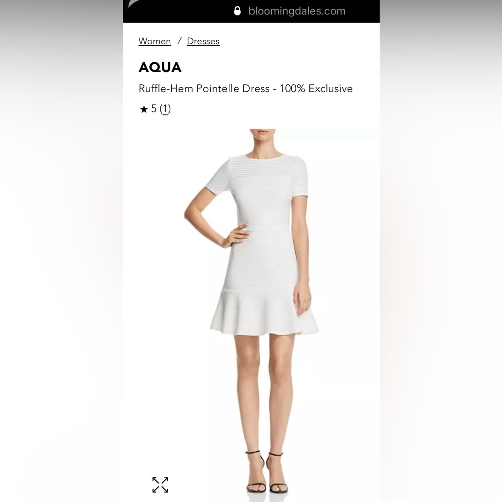 White, Ruffled-hem Pointelle dress by Bloomingdale’s.